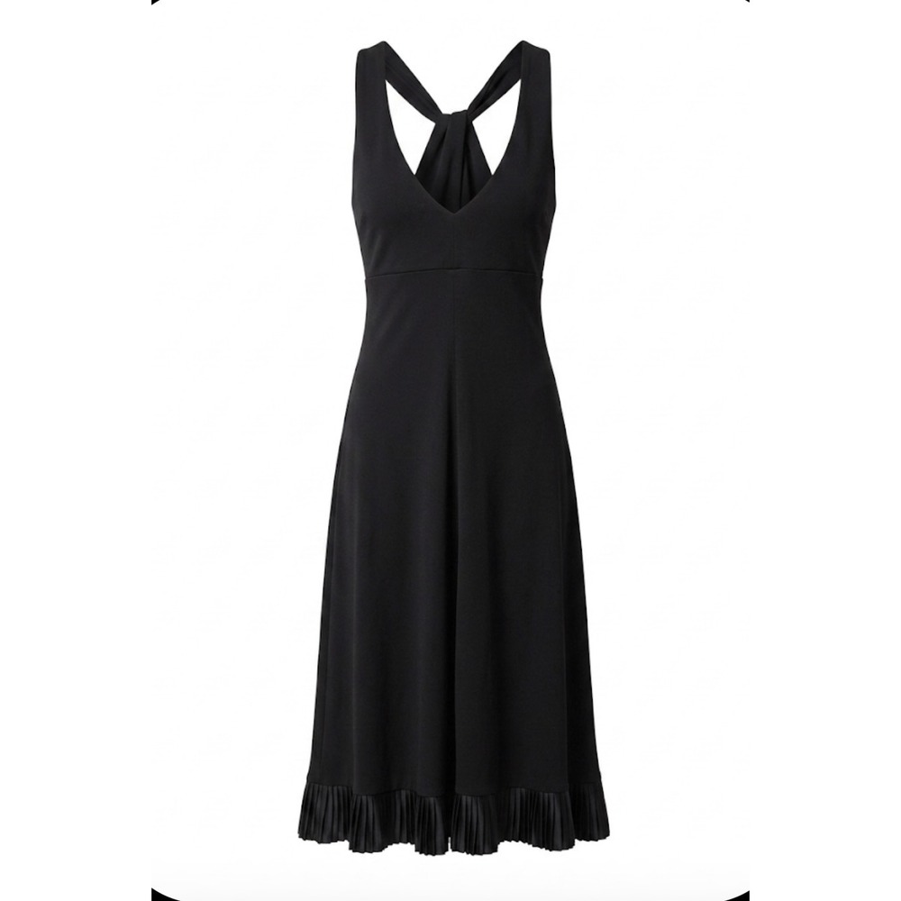 Citrine Black Cocktail Dress Size 4 V-Neck Twisted Keyhole Back Ruffle Hem LBD